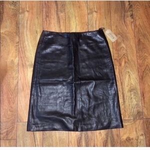 New With Tags Ruffo Dark Brown Genuine Leather Skirt